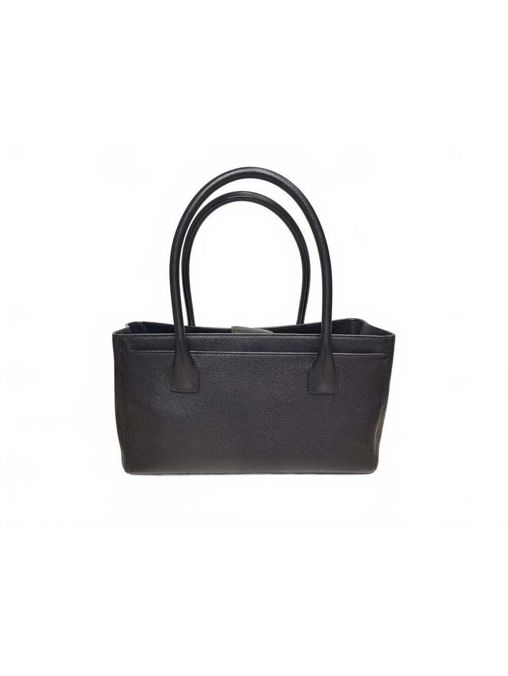 Authentic Chanel Black Leather Cerf Shopping Tote Pristine - Picture 3 of 14